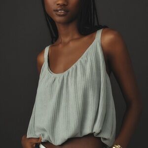 NWT Anthropologie Sheer Ribbed Buckle Bubble Tank